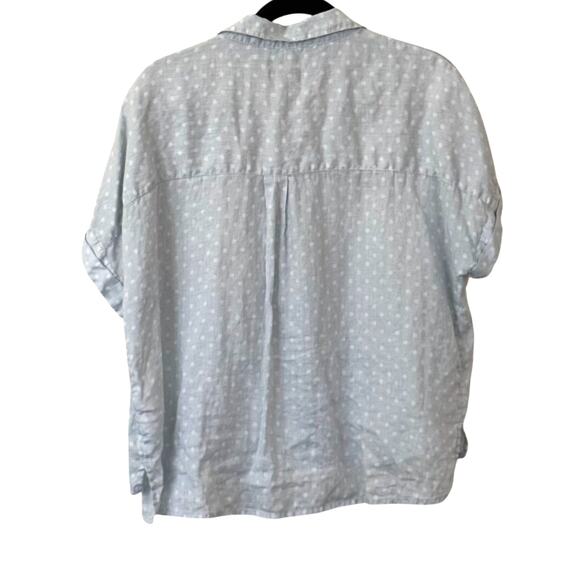 RACHEL Roy 100% Linen Boxy Polka Dot Short Sleeve Blouse Casual Summer Top - MED - Picture 2 of 3
